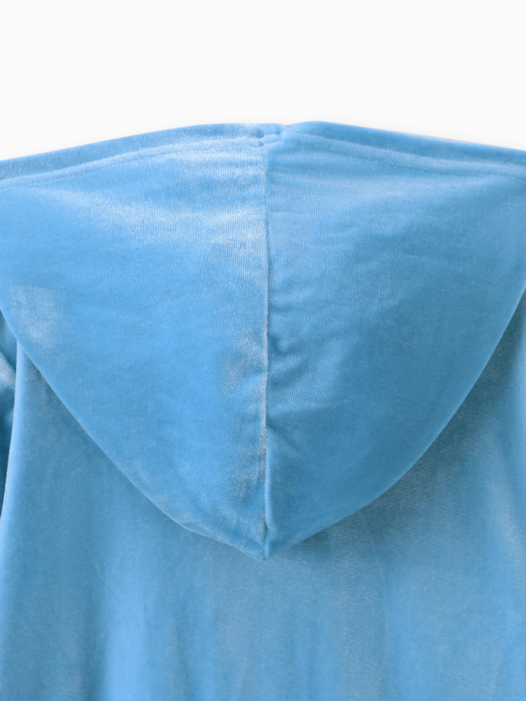 Ensemble 2 pièces sweat à capuche et pantalon évasé en velours Elsa pour petite fille Disney La Reine des Neiges, bleu