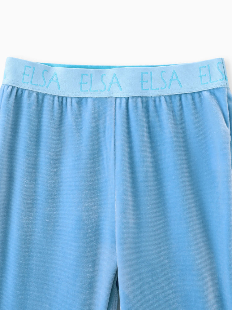 Ensemble 2 pièces sweat à capuche et pantalon évasé en velours Elsa pour petite fille Disney La Reine des Neiges, bleu