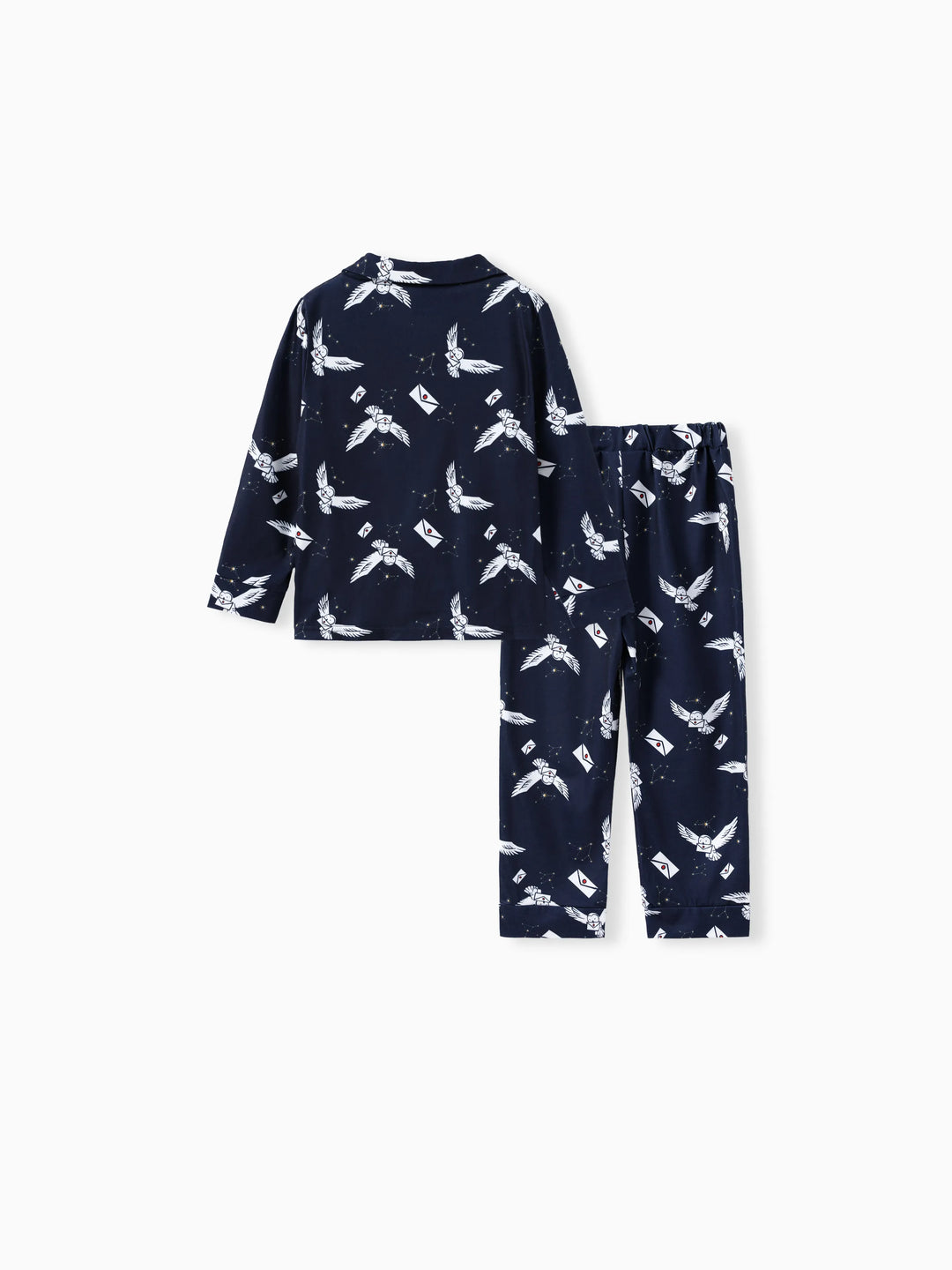 Harry Potter Family Matching 2pcs Christmas Owl Pattern Lapel Long-sleeve Pajamas Set (Flame Resistant) MultiColour
