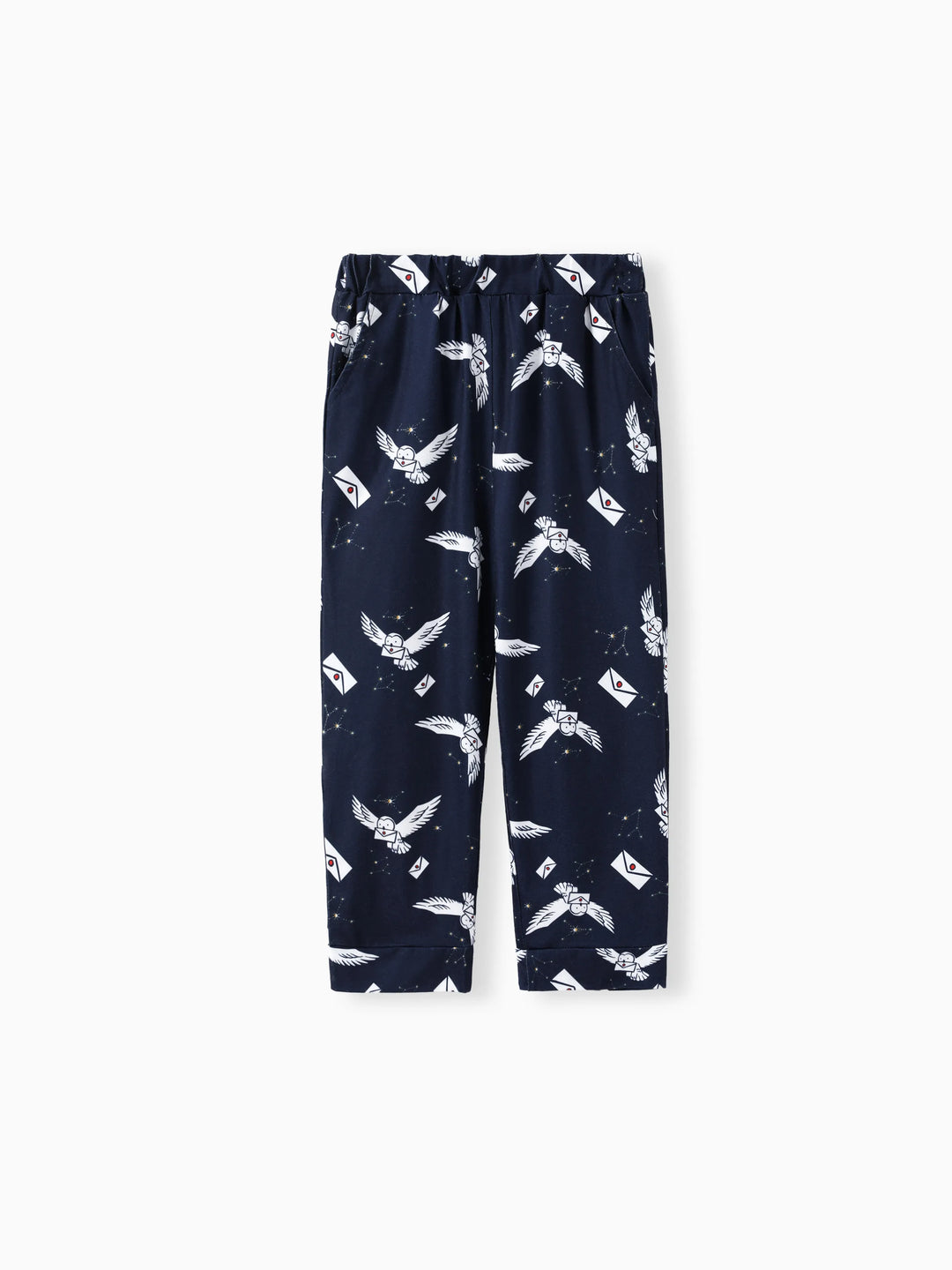 Harry Potter Family Matching 2pcs Christmas Owl Pattern Lapel Long-sleeve Pajamas Set (Flame Resistant) MultiColour