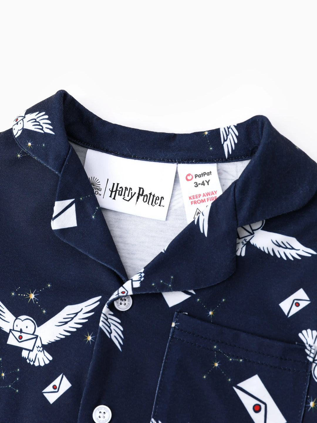 Harry Potter Family Matching 2pcs Christmas Owl Pattern Lapel Long-sleeve Pajamas Set (Flame Resistant) MultiColour