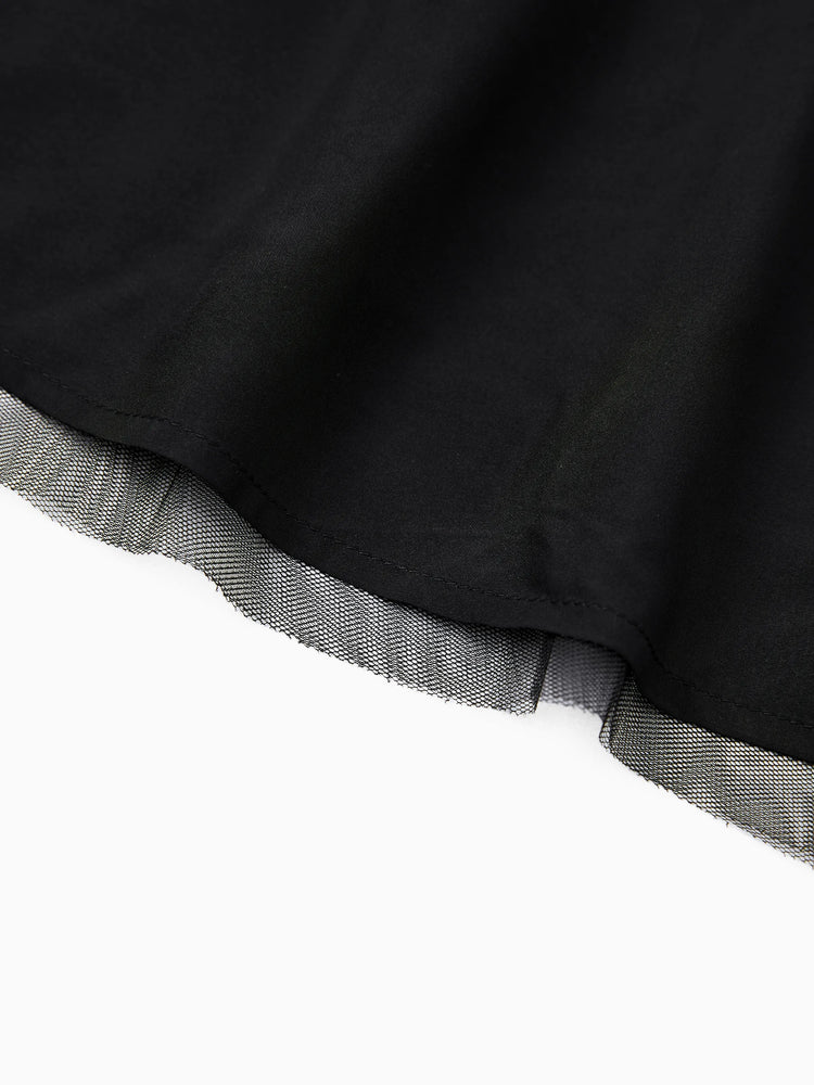 Ensembles familiaux assortis : chemise à carreaux noire ou robe élégante en tulle à épaules dénudées et croisée sur le devant