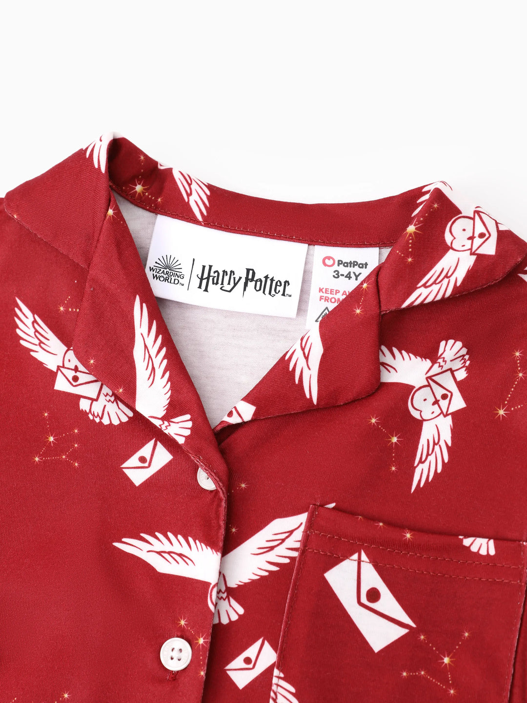 Harry Potter Family Matching 2pcs Christmas Owl Pattern Lapel Long-sleeve Pajamas Set (Flame Resistant) MultiColour