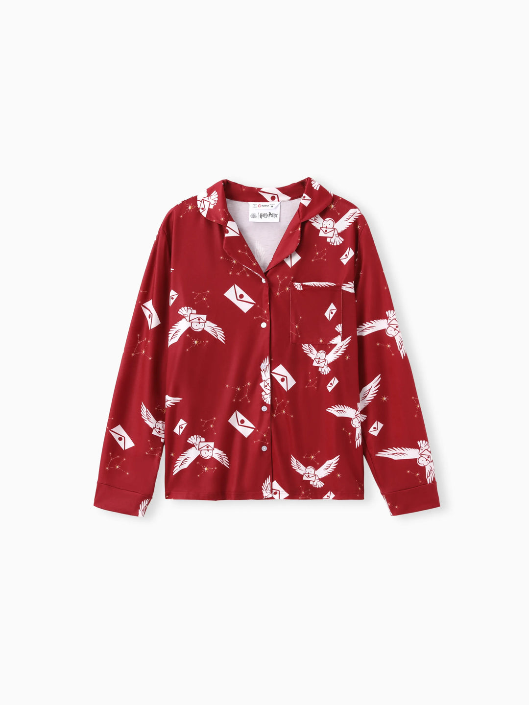Harry Potter Family Matching 2pcs Christmas Owl Pattern Lapel Long-sleeve Pajamas Set (Flame Resistant) MultiColour
