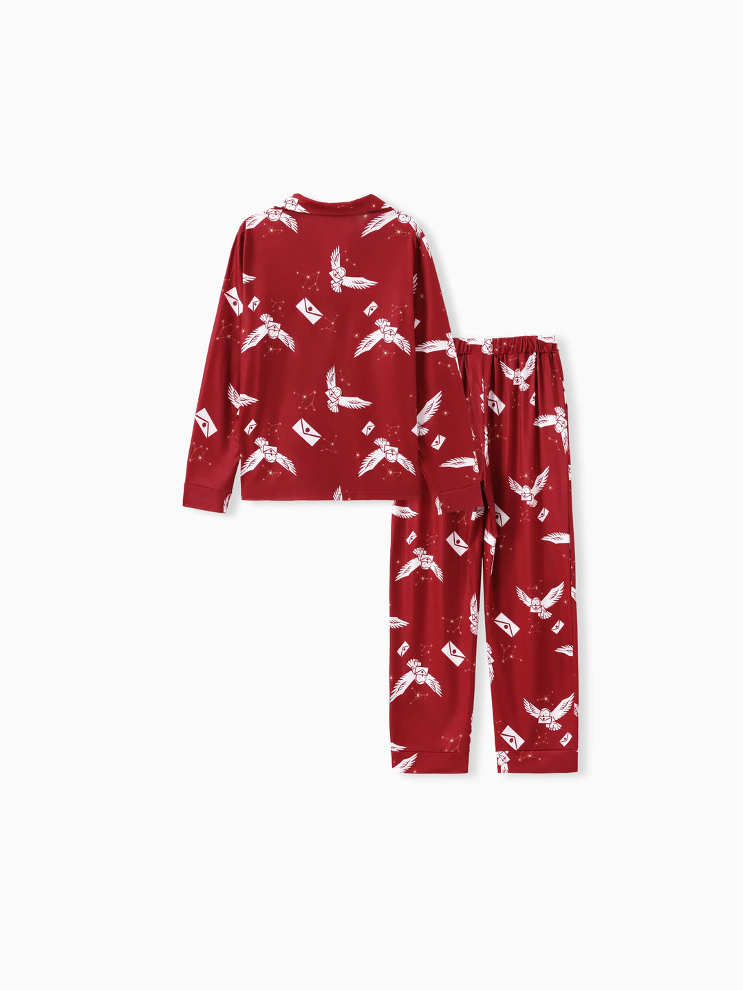 Harry Potter Family Matching 2pcs Christmas Owl Pattern Lapel Long-sleeve Pajamas Set (Flame Resistant) MultiColour