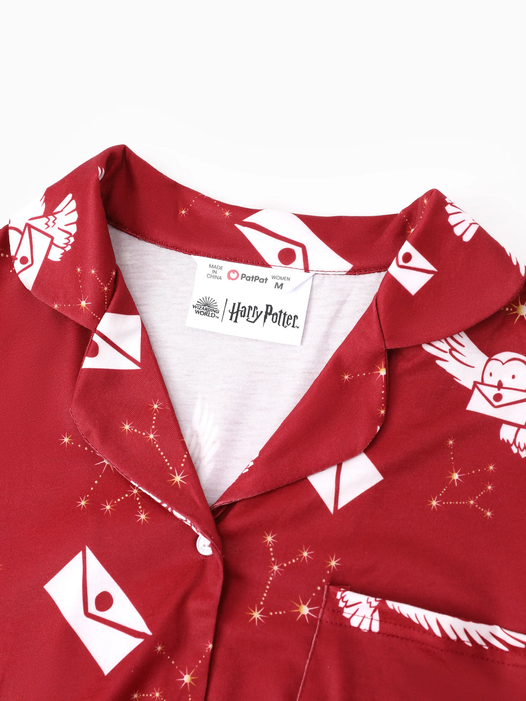 Harry Potter Family Matching 2pcs Christmas Owl Pattern Lapel Long-sleeve Pajamas Set (Flame Resistant) MultiColour