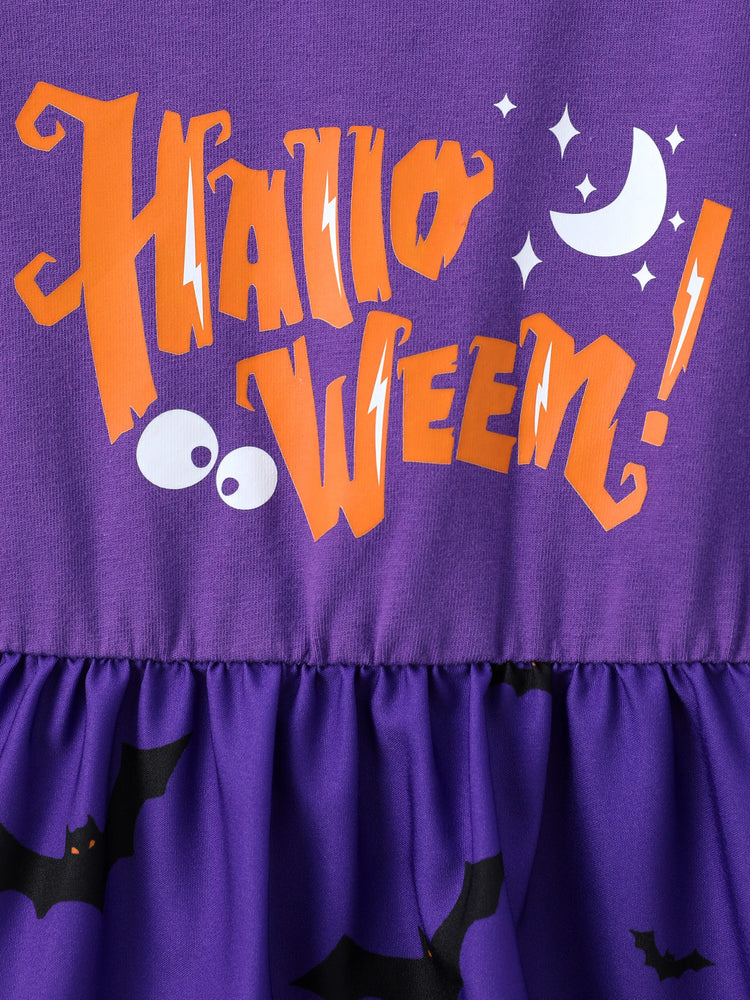 Kleinkind Mädchen Halloween Kleid mit Flatterärmeln lila