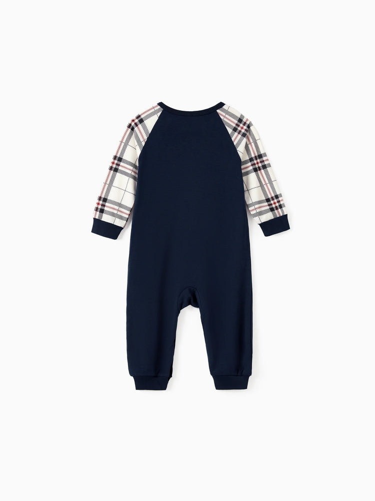 Ensemble pyjama à manches longues et imprimé lettres, bleu, assorti à la famille