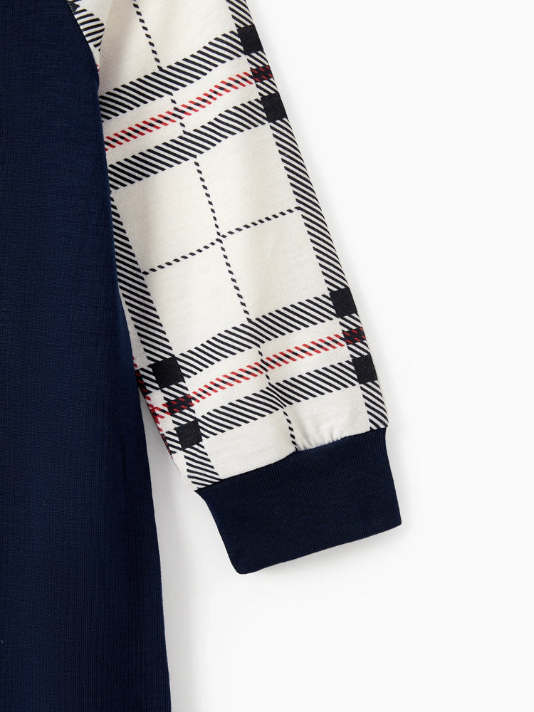 Ensemble pyjama à manches longues et imprimé lettres, bleu, assorti à la famille