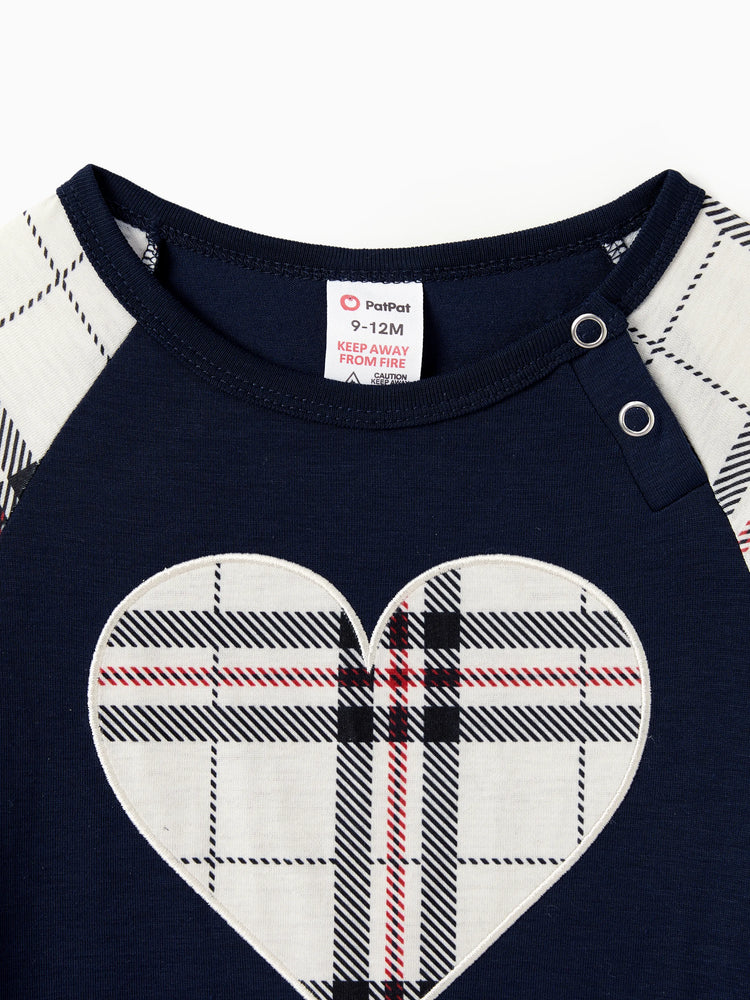 Ensemble pyjama à manches longues et imprimé lettres, bleu, assorti à la famille