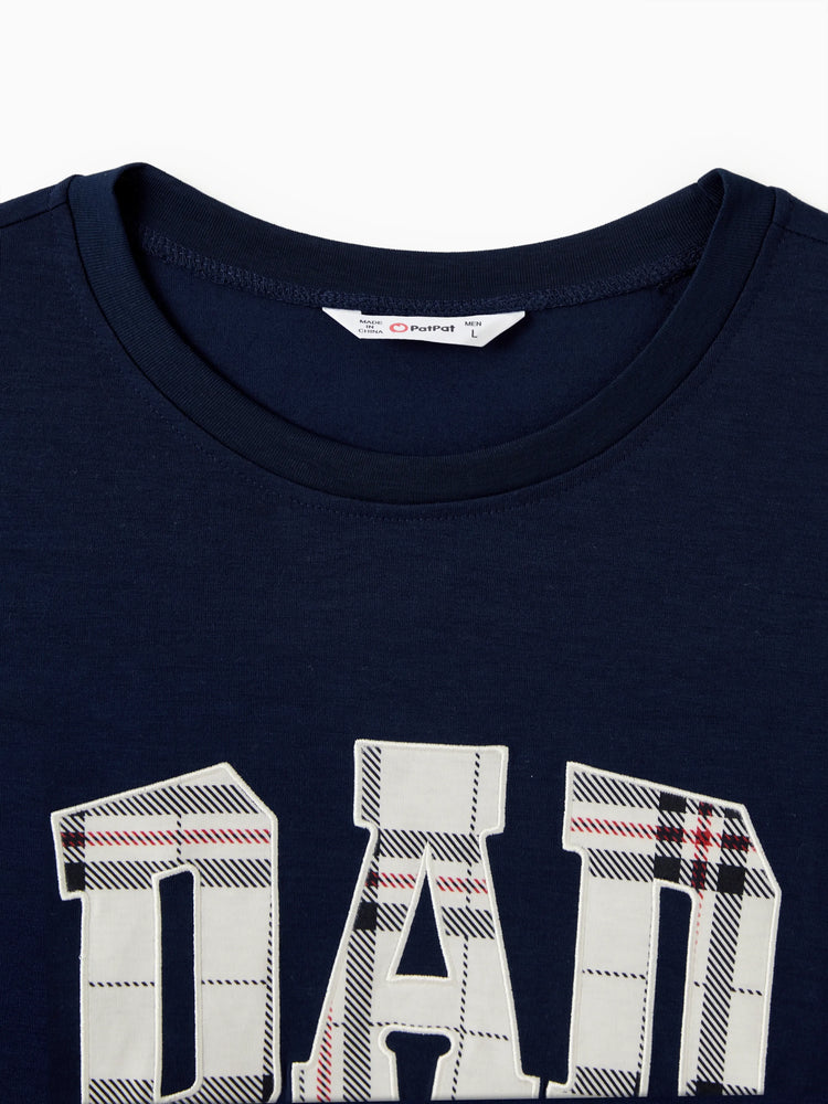 Ensemble pyjama à manches longues et imprimé lettres, bleu, assorti à la famille