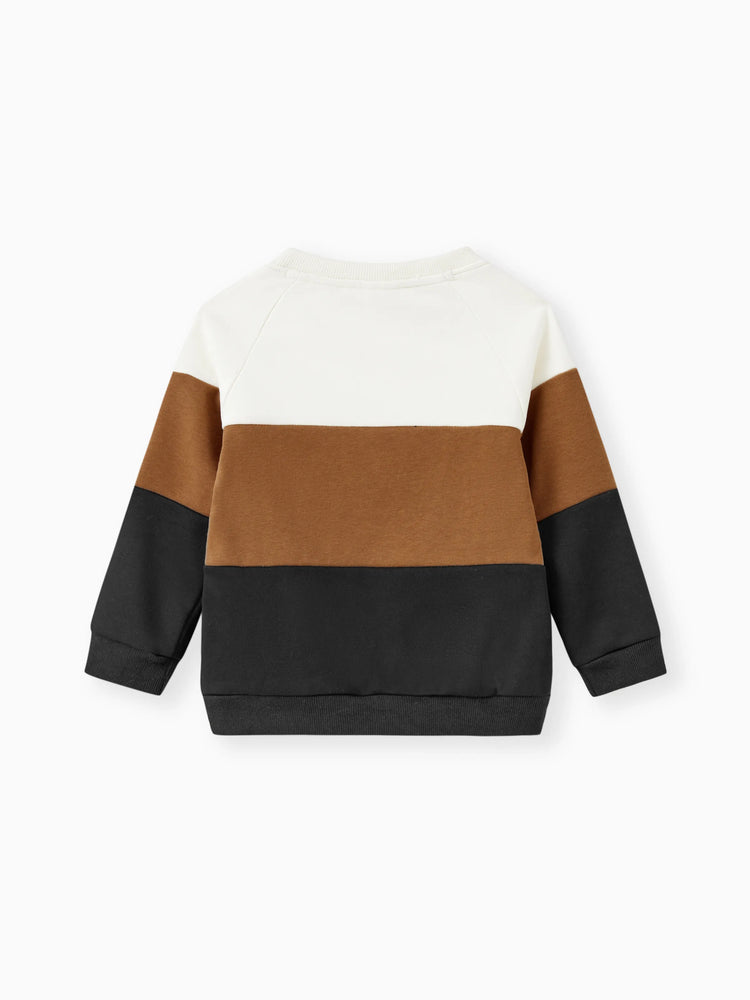 Family Matching Brown Corduroy Color block Sweatshirt or Adjustable Pinafore Dress Khaki