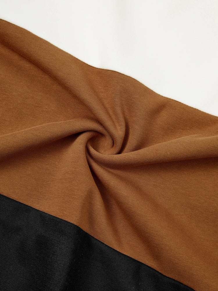 Family Matching Brown Corduroy Color block Sweatshirt or Adjustable Pinafore Dress Khaki