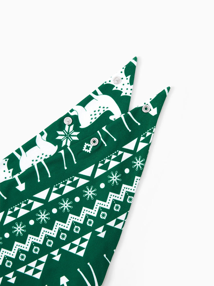 Weihnachtliche Familien-Matching-Pyjamas mit leuchtendem Rentier-Print, Allover-Muster-Hose und Weihnachtssocken, schwarzgrün