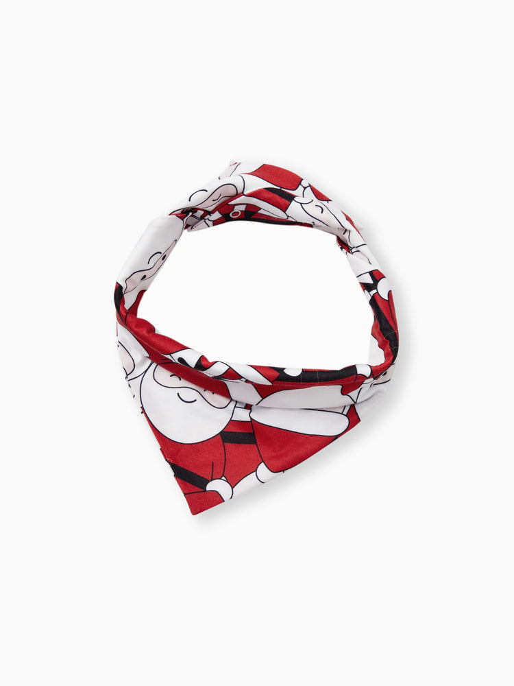 Pijama familiar navideño a juego con estampado gráfico de Papá Noel grande en la parte delantera y trasera, con bolsillos y cordón, color rojo 2