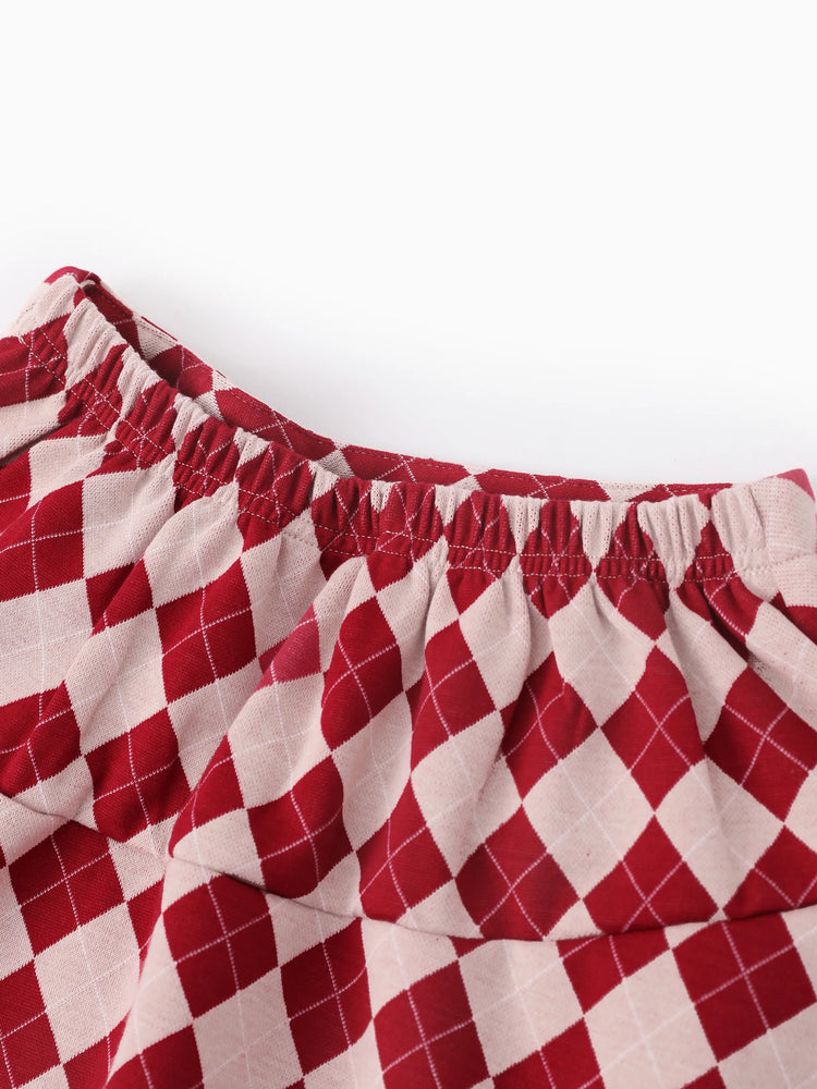 Ensemble 2 pièces Harry Potter pour fille, sweat-shirt à manches longues et jupe à carreaux avec nœud papillon, imprimé hibou, rouge