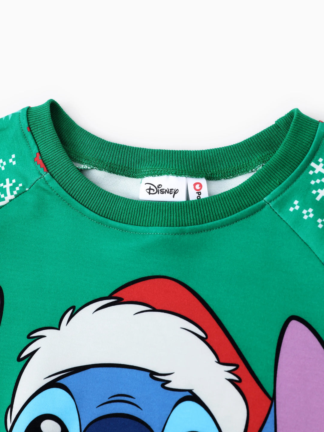 Disney Stitch Family Passender Weihnachtsstich mit Weihnachtsmütze Langarm-Sweatshirt  grün