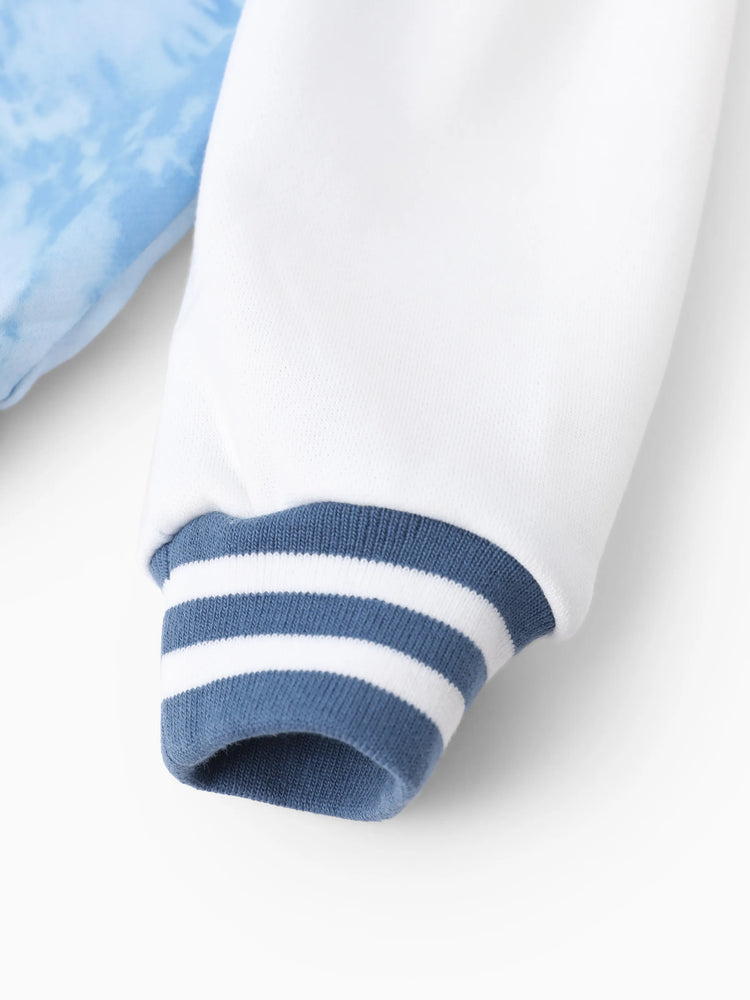 Disney Stitch Kid Boy Tye-die Print Bomber Jacket Blue