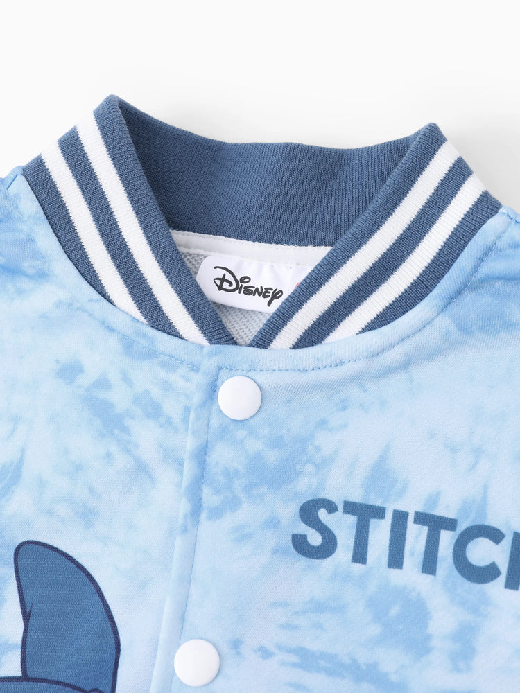 Disney Stitch Kid Boy Tye-die Print Bomber Jacket Blue