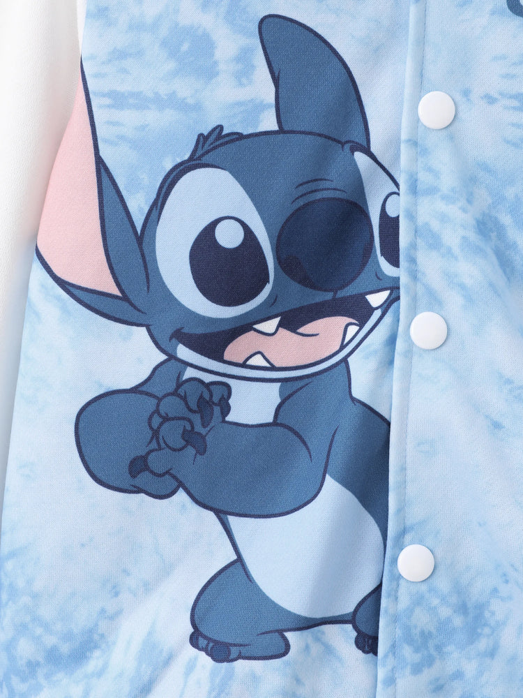 Disney Stitch Kid Boy Tye-die Print Bomber Jacket Blue