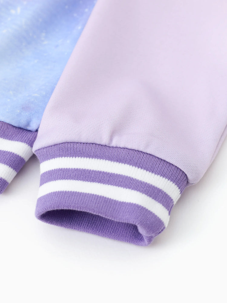 Disney Stitch Kid Girl 1pc Tye-die Print Bomber Jacket Purple