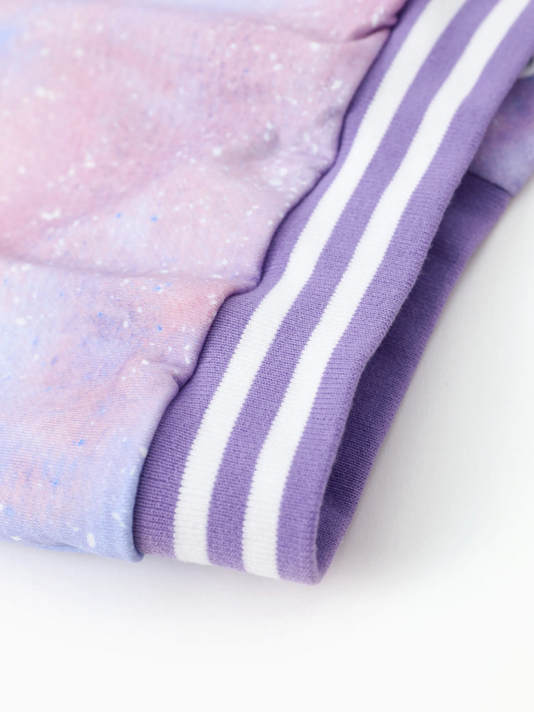 Disney Stitch Kid Girl 1pc Tye-die Print Bomber Jacket Purple