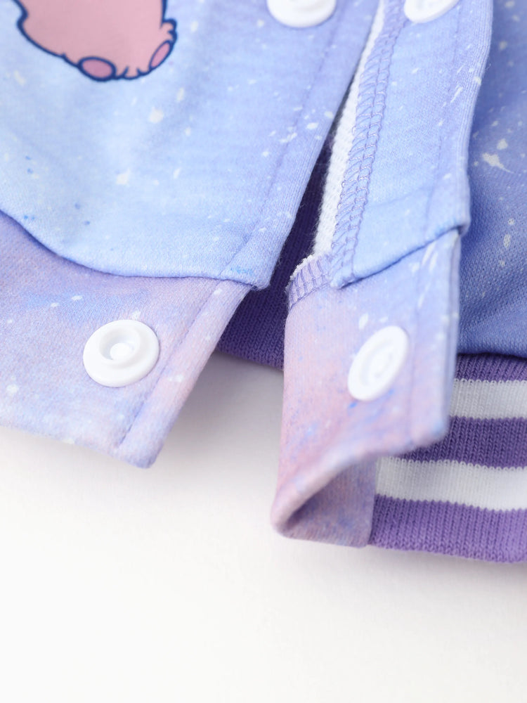 Disney Stitch Kid Girl 1pc Tye-die Print Bomber Jacket Purple