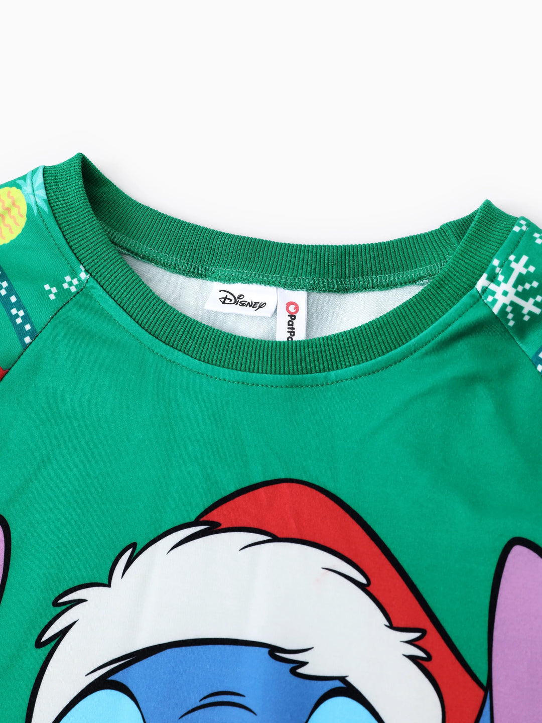 Disney Stitch Family Passender Weihnachtsstich mit Weihnachtsmütze Langarm-Sweatshirt  grün