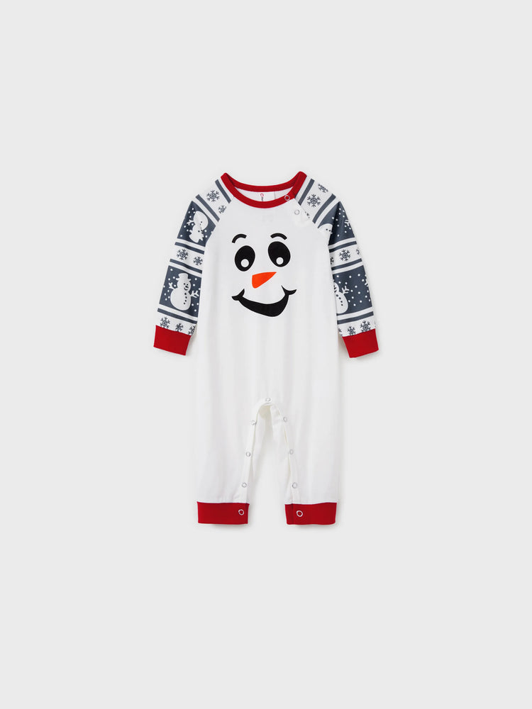 Pyjama de Noël assorti, motif bonhomme de neige, manches longues, chaussettes de Noël, gris foncé