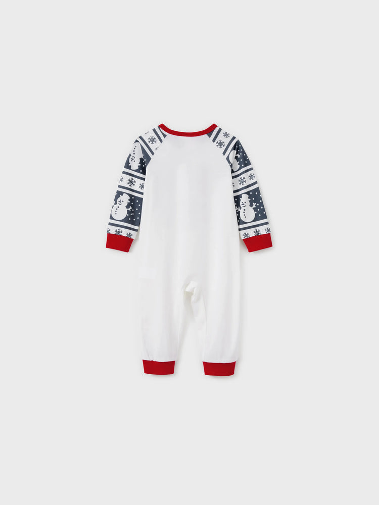 Pyjama de Noël assorti, motif bonhomme de neige, manches longues, chaussettes de Noël, gris foncé