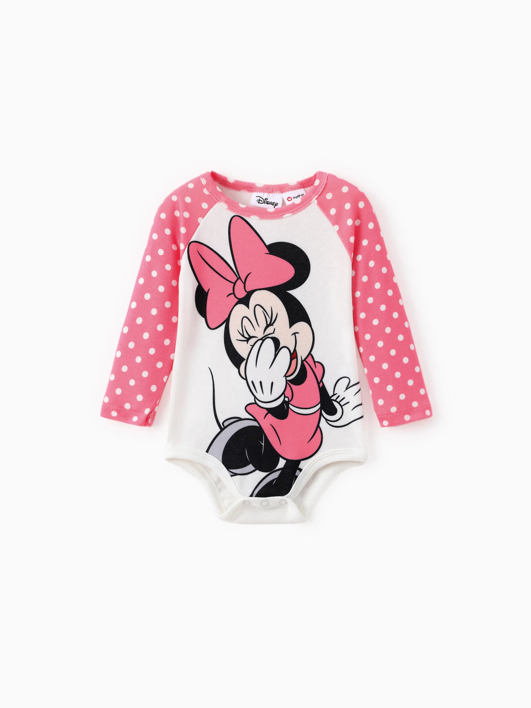 Conjunto de 2 piezas de Minnie Naia? de Disney Mickey y sus amigos para bebé niña, con mono de manga larga y pantalones bordados con el personaje, diseño de lunares, Roseo