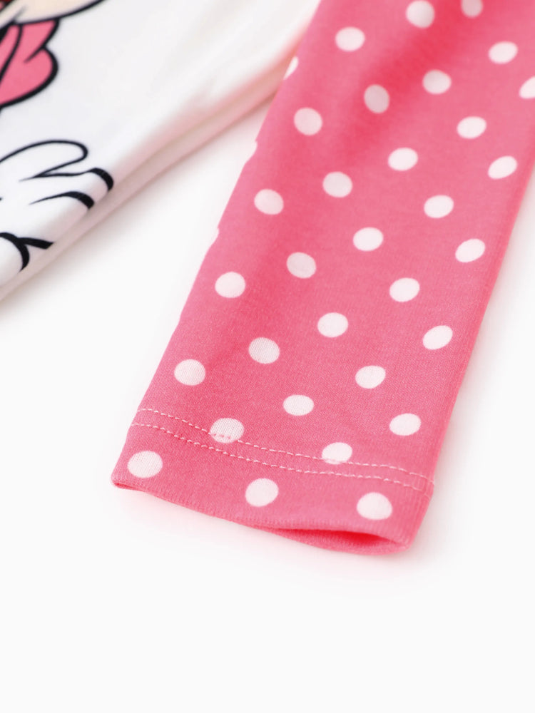 Ensemble 2 pièces pour bébé fille Disney Mickey et ses amis Minnie Naia™ à pois, combinaison à manches longues et pantalon brodé avec personnage Roseo