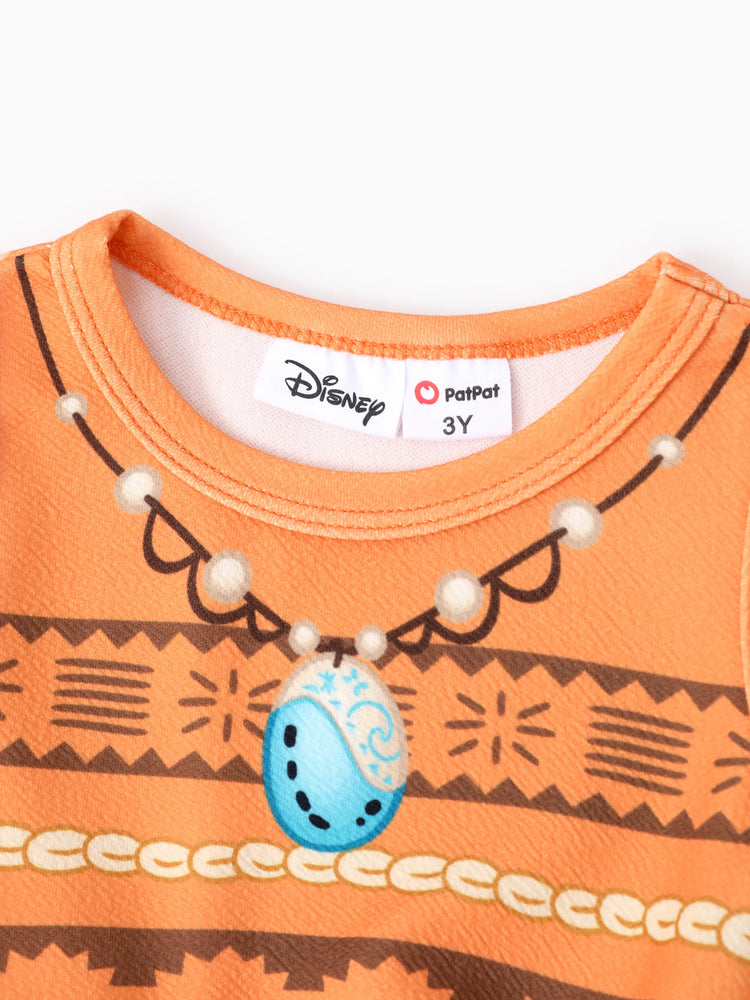 Ensemble 2 pièces princesse Disney Moana pour petite fille, cardigan à manches longues et robe orange