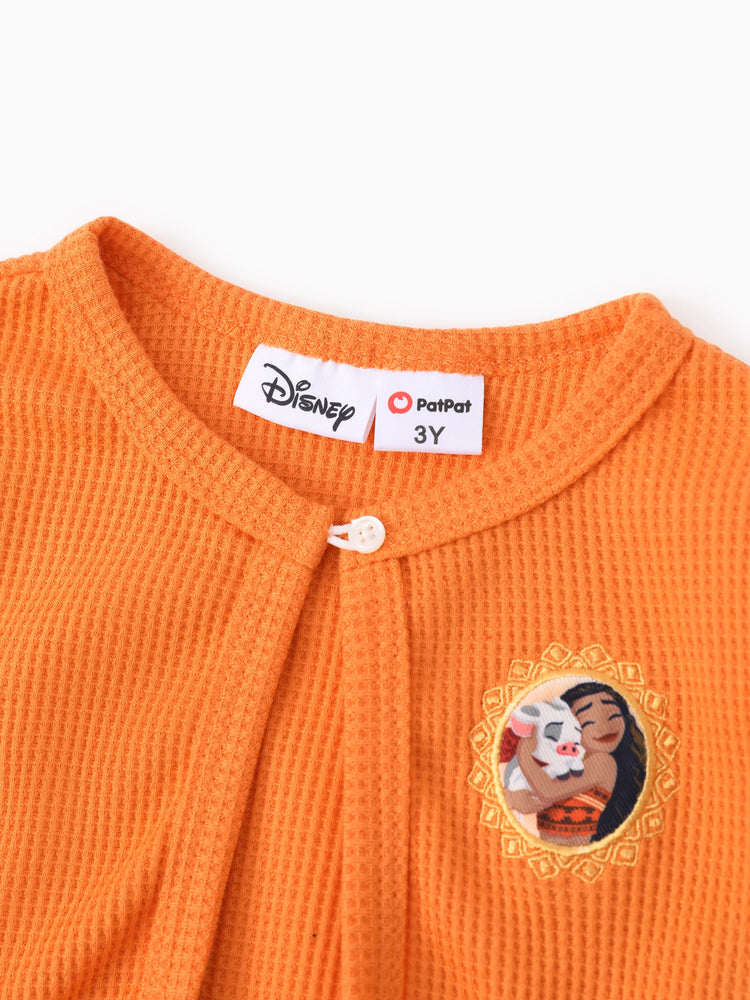 Ensemble 2 pièces princesse Disney Moana pour petite fille, cardigan à manches longues et robe orange