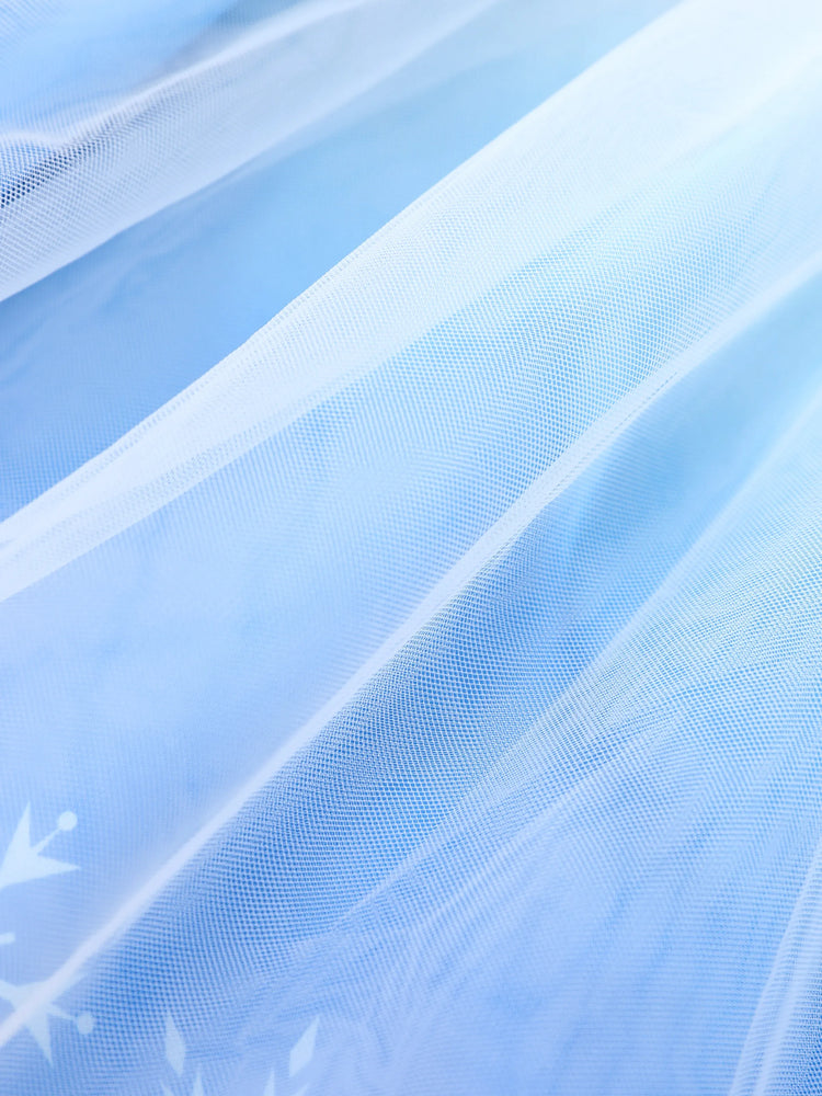 Robe 2 pièces Disney La Reine des Neiges pour petite fille, Elsa, brodée, en velours et tulle, bleu