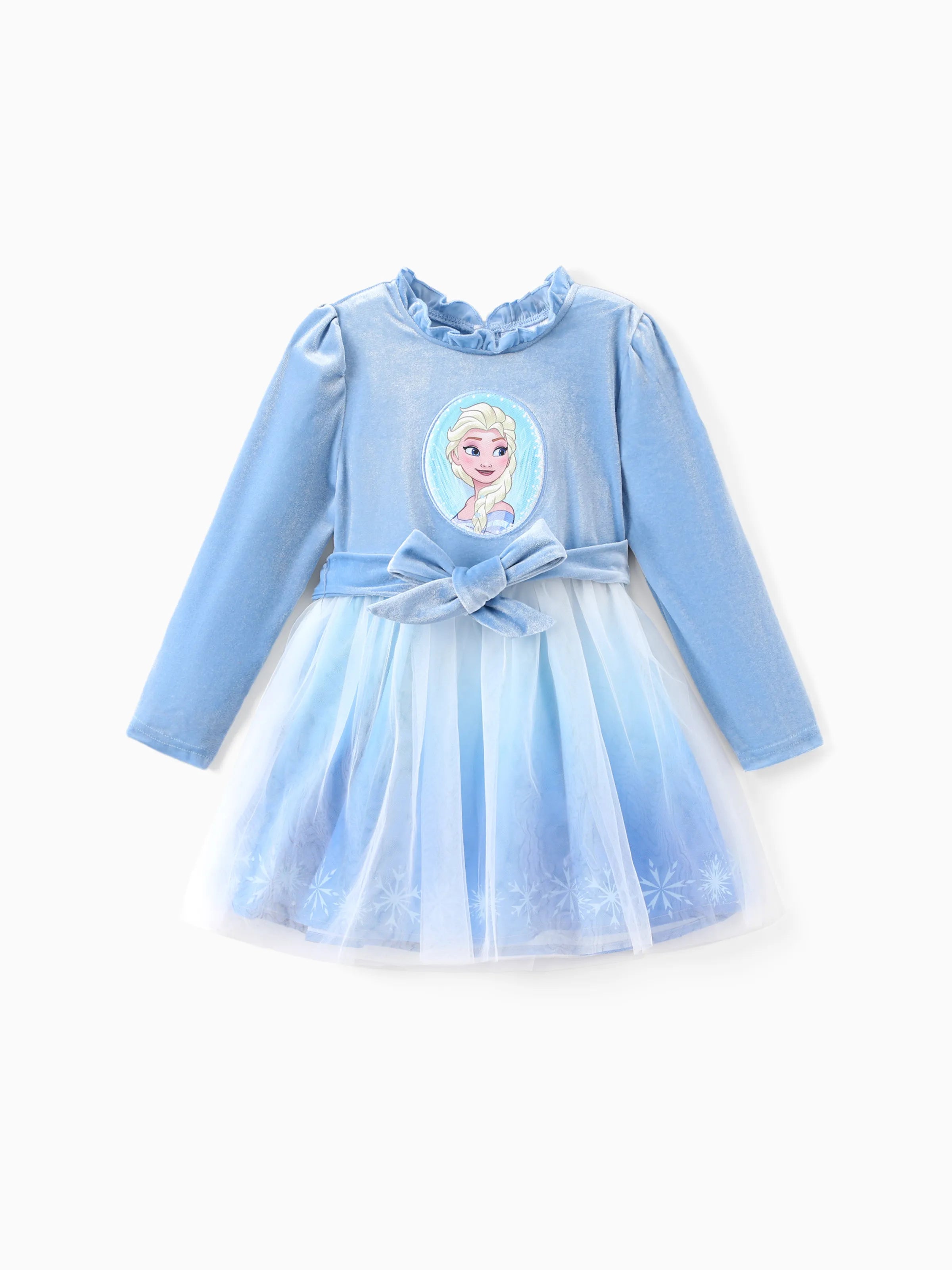Disney Frozen Toddler Girl 2pcs Elsa Embroidered Snowflake Print Velet Tulle Dress Blue, Blue / 3 Years Disney Frozen Toddler Girl 2pcs Elsa Embroidered Snowflake Print Velet Tulle Dress Blue, Blue / 3 Years
