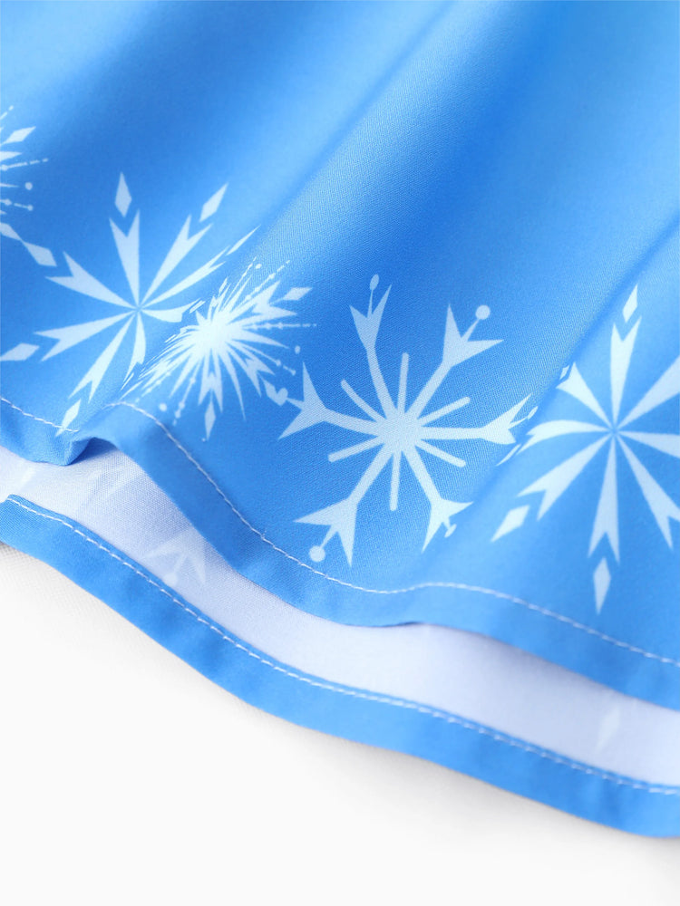 Robe 2 pièces Disney La Reine des Neiges pour petite fille, Elsa, brodée, en velours et tulle, bleu