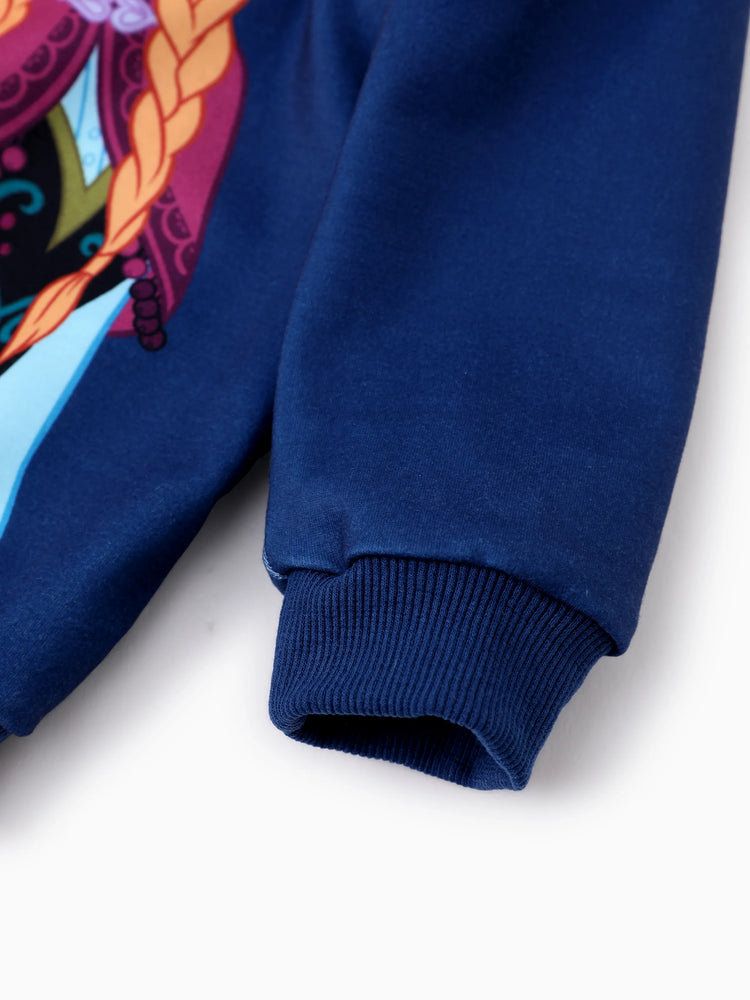 Disney Frozen Toddler Girl Elsa&Anna 2pcs Floral Flutter-sleeve Sweatshirt with Leggings Set DeepBlue