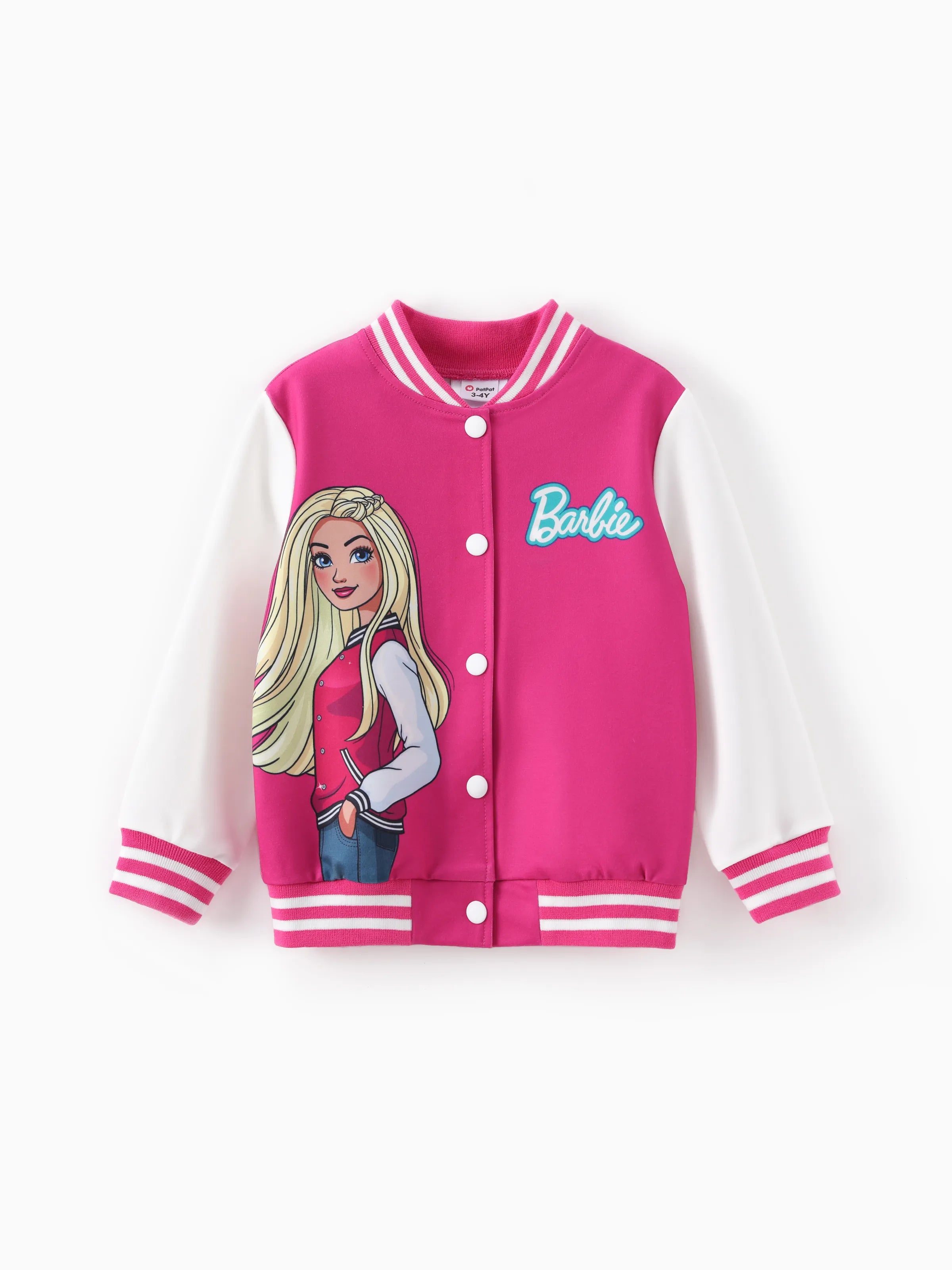 Barbie Outfit Naia™ Letter Print Colorblock Lightweight Bomber Jacket Roseo