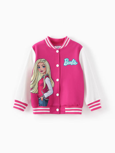 Barbie Outfit Mädchen Naia™ Buchstaben-Druck Farbblock Leichte Bomberjacke Rosé