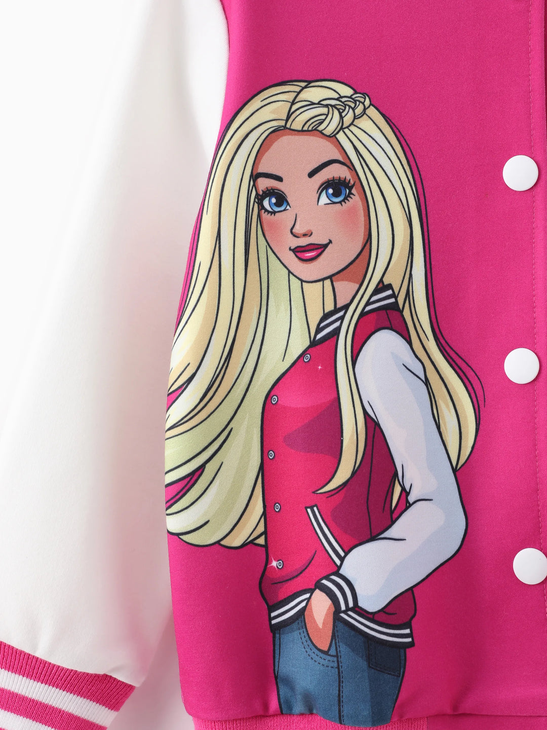 Barbie Outfit Mädchen Naia™ Buchstaben-Druck Farbblock Leichte Bomberjacke Rosé