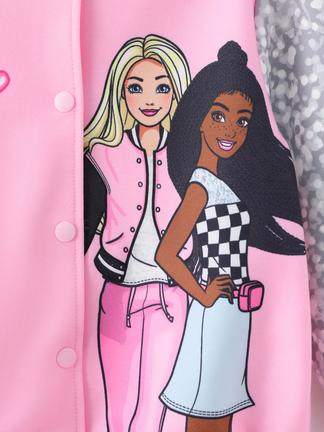 Barbie Outfit Mädchen Naia™ Buchstaben-Druck Farbblock Leichte Bomberjacke Rosa