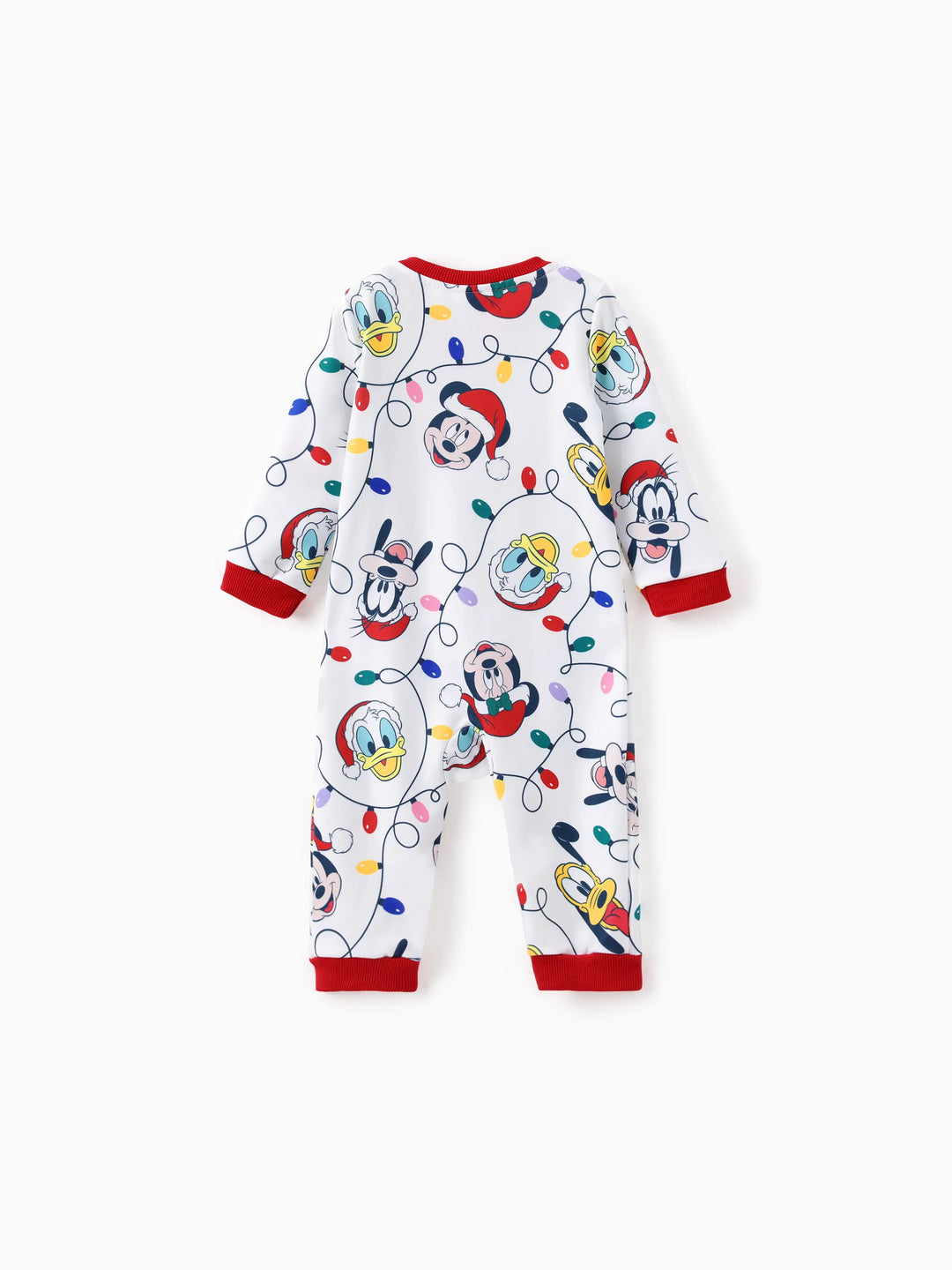 Disney Mickey and Friends Family Matching Christmas Character Allover Hooded Long-sleeve Sweatshirt REDWHITE