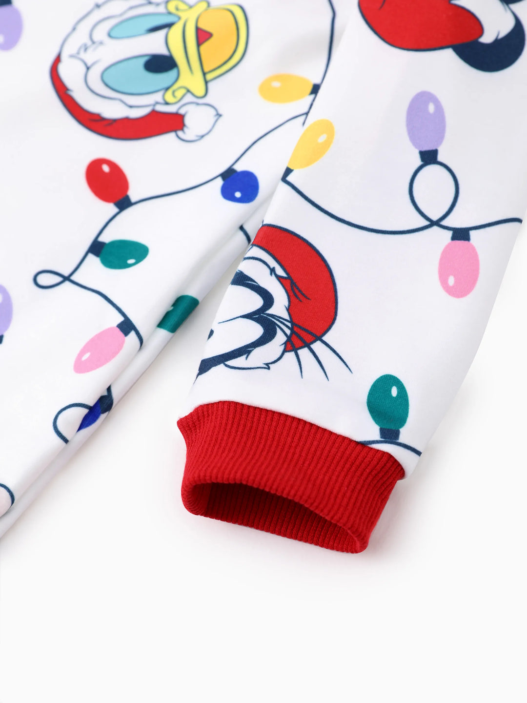 Disney Mickey and Friends Family Matching Christmas Character Allover Hooded Long-sleeve Sweatshirt REDWHITE