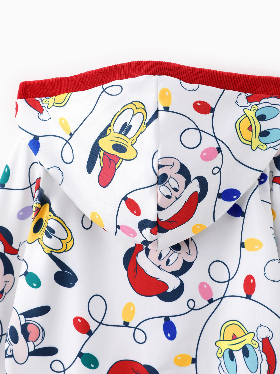 Disney Mickey and Friends Family Matching Christmas Character Allover Hooded Long-sleeve Sweatshirt REDWHITE