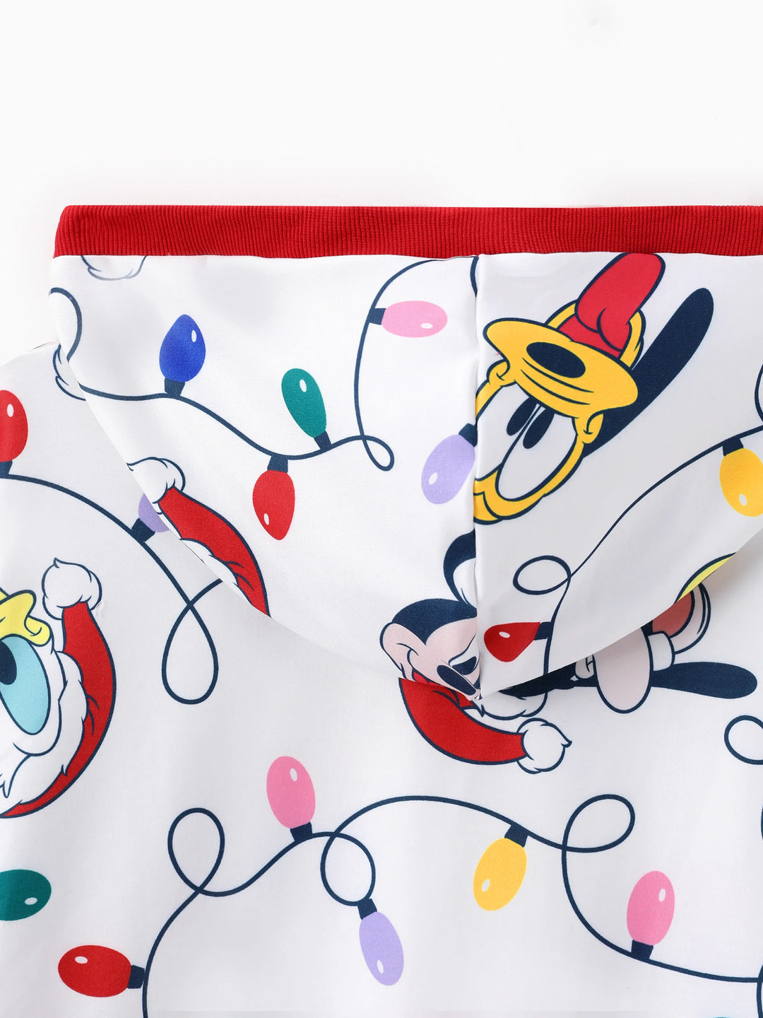 Disney Mickey and Friends Family Matching Christmas Character Allover Hooded Long-sleeve Sweatshirt REDWHITE