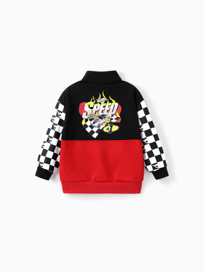 Hot Wheels Toddler/Kid Boy Colorblock Logo Print Long-sleeve Racing Sweatshirt Red
