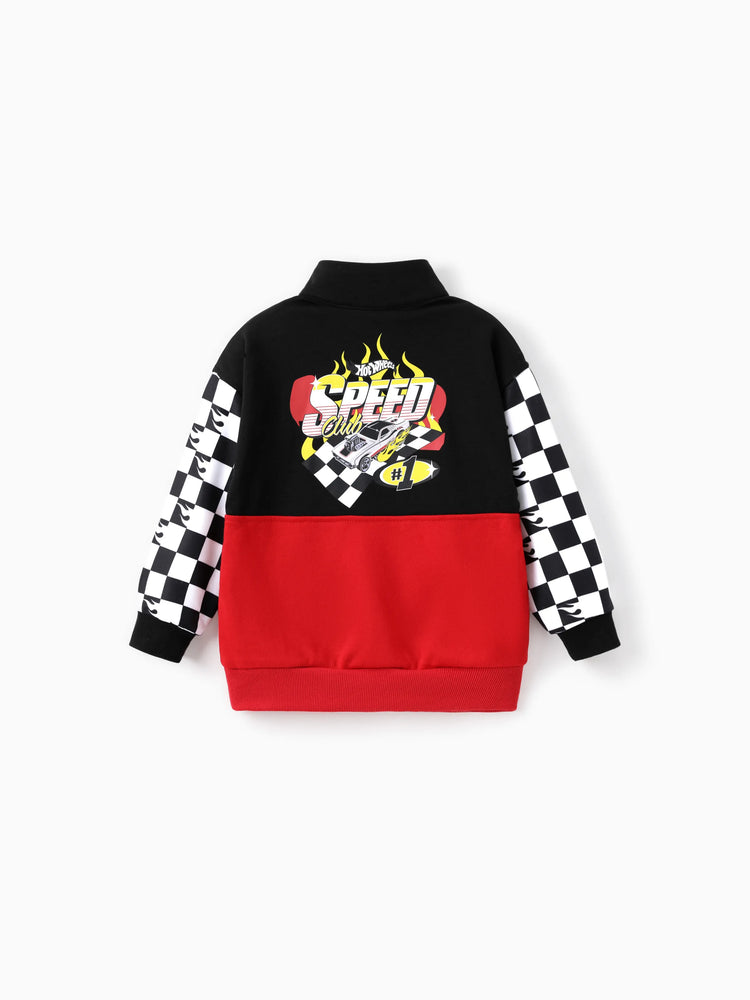 Hot Wheels Toddler/Kid Boy Colorblock Logo Print Long-sleeve Racing Sweatshirt Red