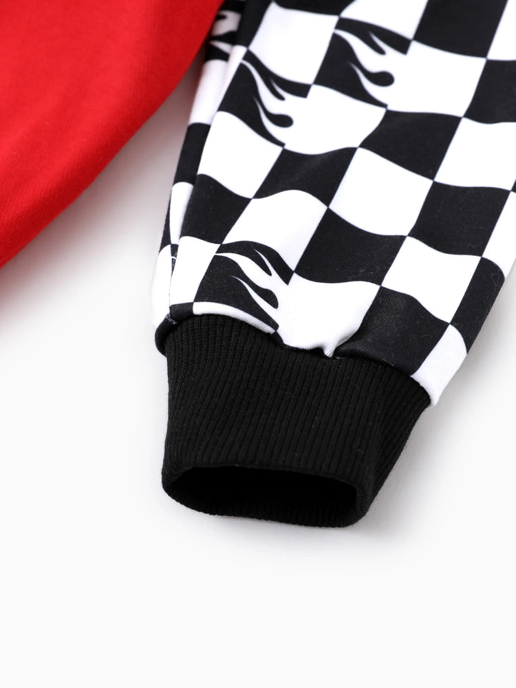 Hot Wheels Toddler/Kid Boy Colorblock Logo Print Long-sleeve Racing Sweatshirt Red