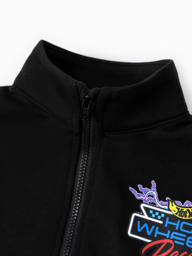 Hot Wheels Toddler/Kid Boy Colorblock Logo Print Long-sleeve Racing Sweatshirt Red